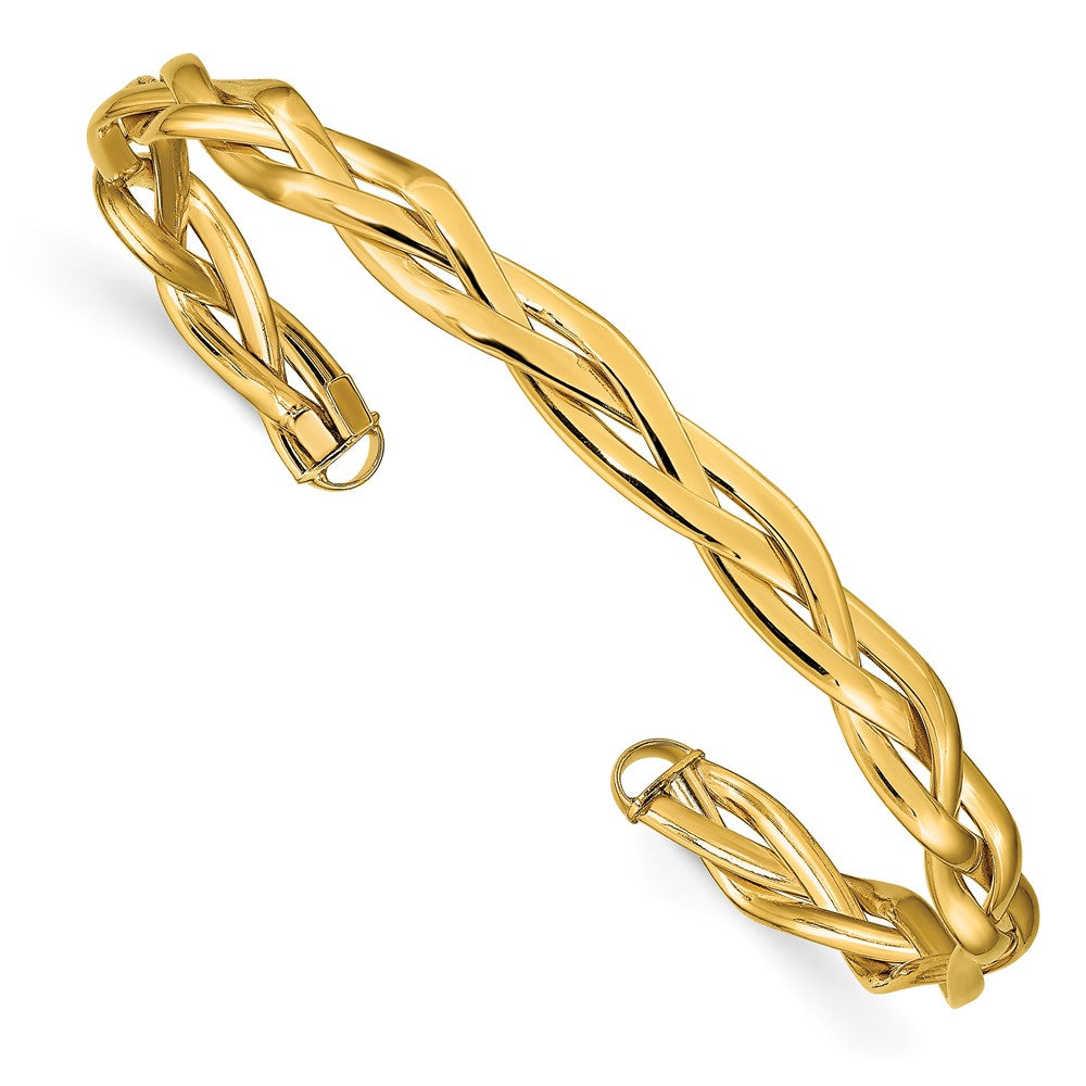 14K Gelbgold Poliert Geflochten Manschette Armreif