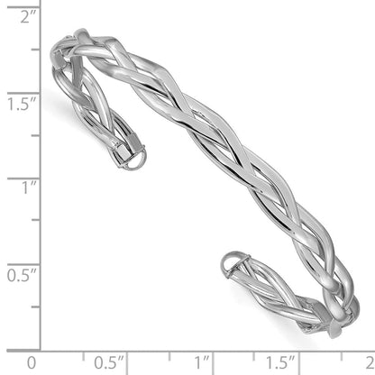 14K Gelb & Rhodium mit Weiß Poliert Geflochten Manschette Armreif