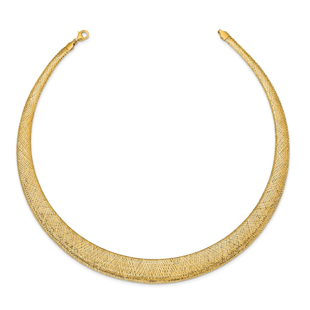 14K Gelbgold Poliert/textured Dehnbar Halskette