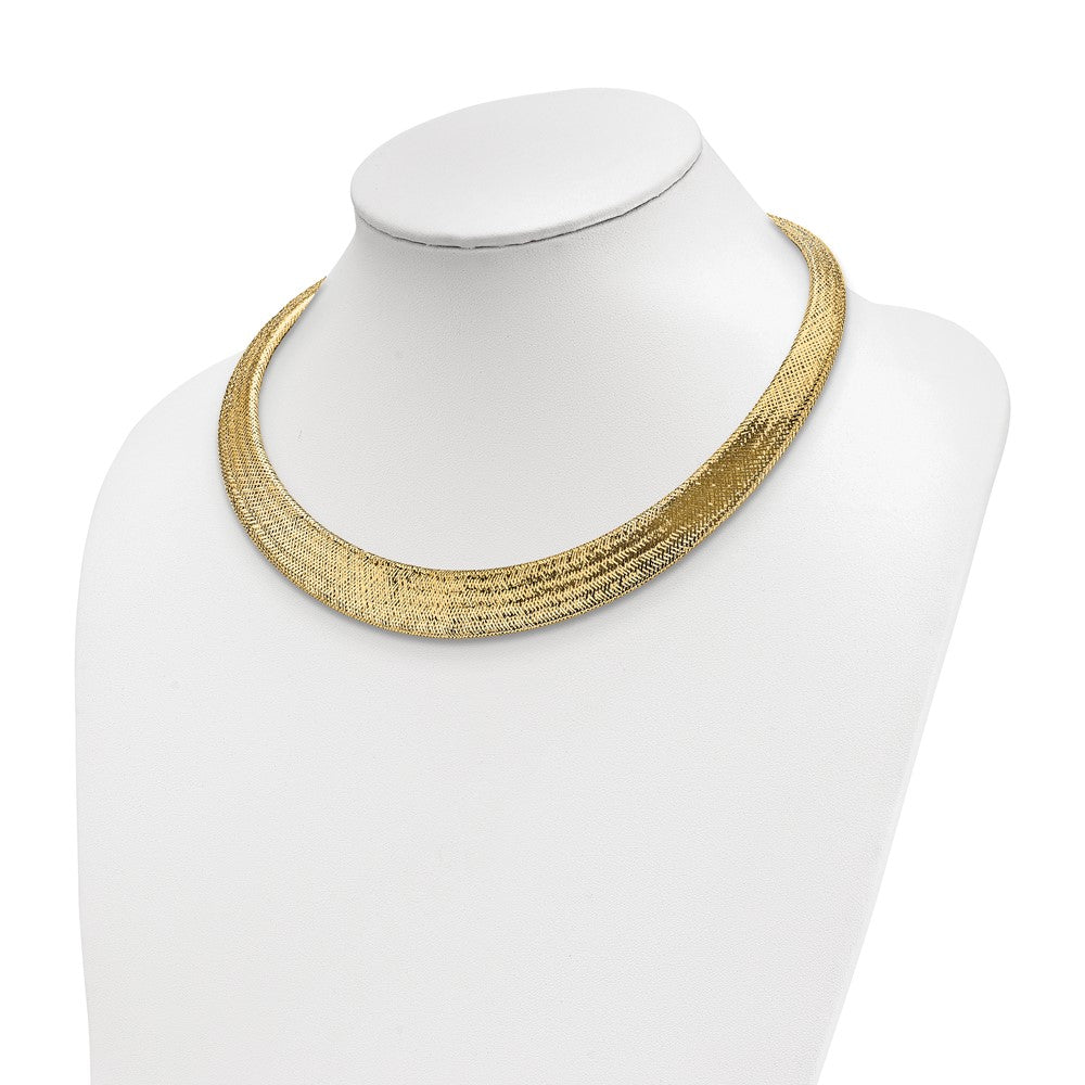 14K Gelbgold Poliert/textured Dehnbar Halskette