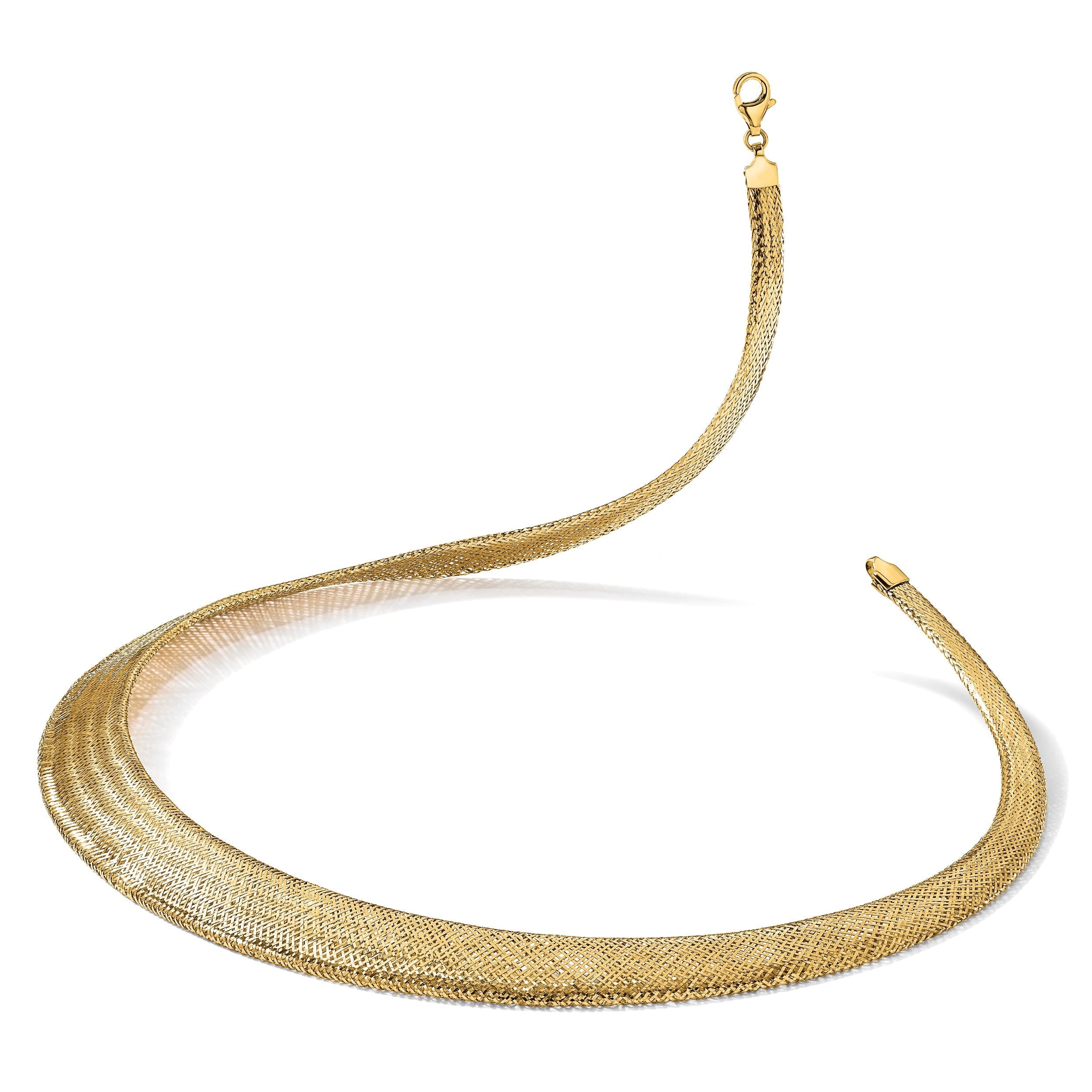 14K Gelbgold Poliert/textured Dehnbar Halskette