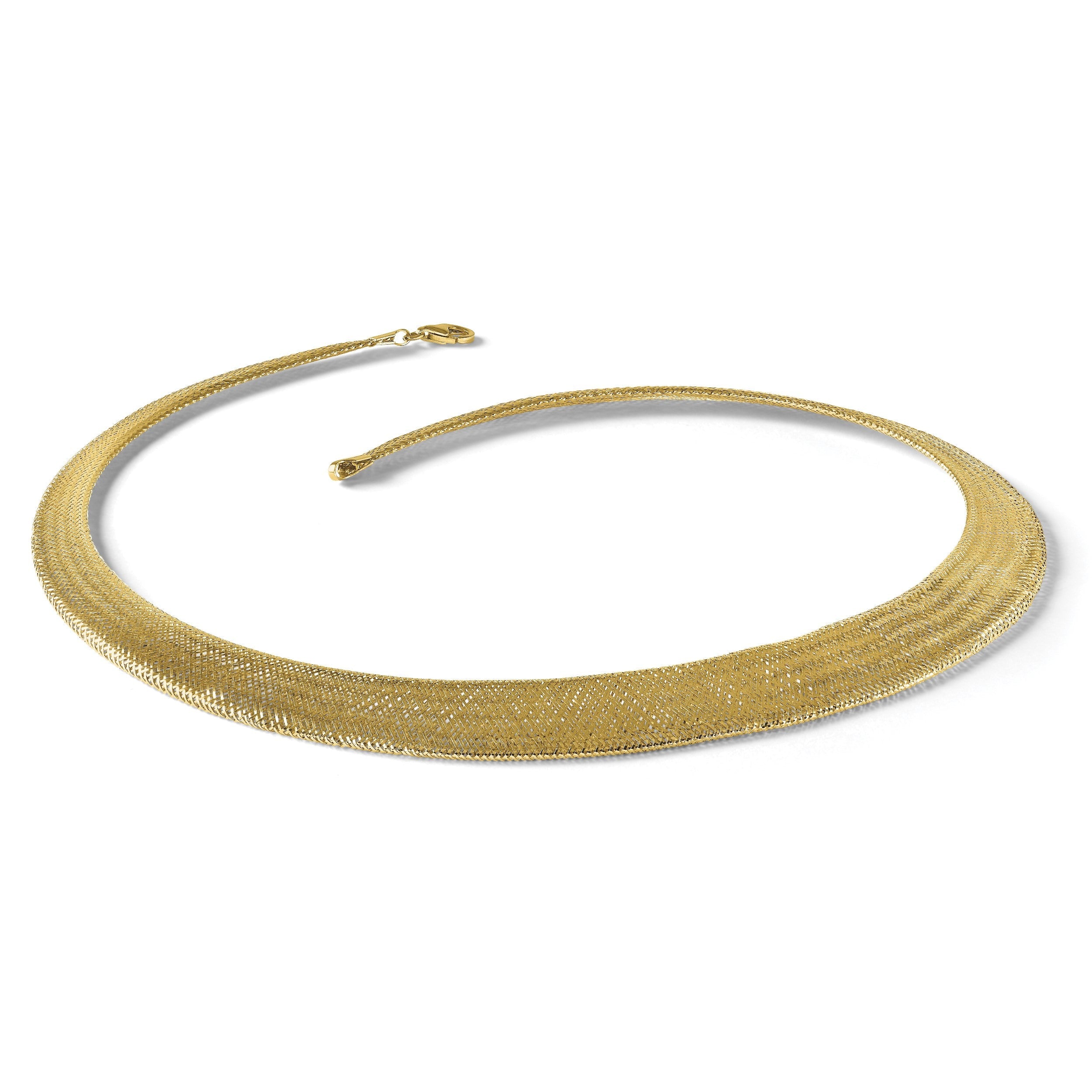 14K Gelbgold Poliert/textured Dehnbar Halskette