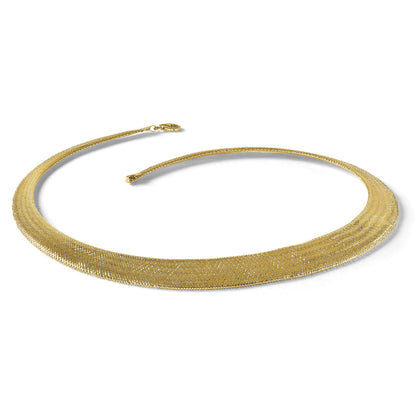14K Gelbgold Poliert/textured Dehnbar Halskette