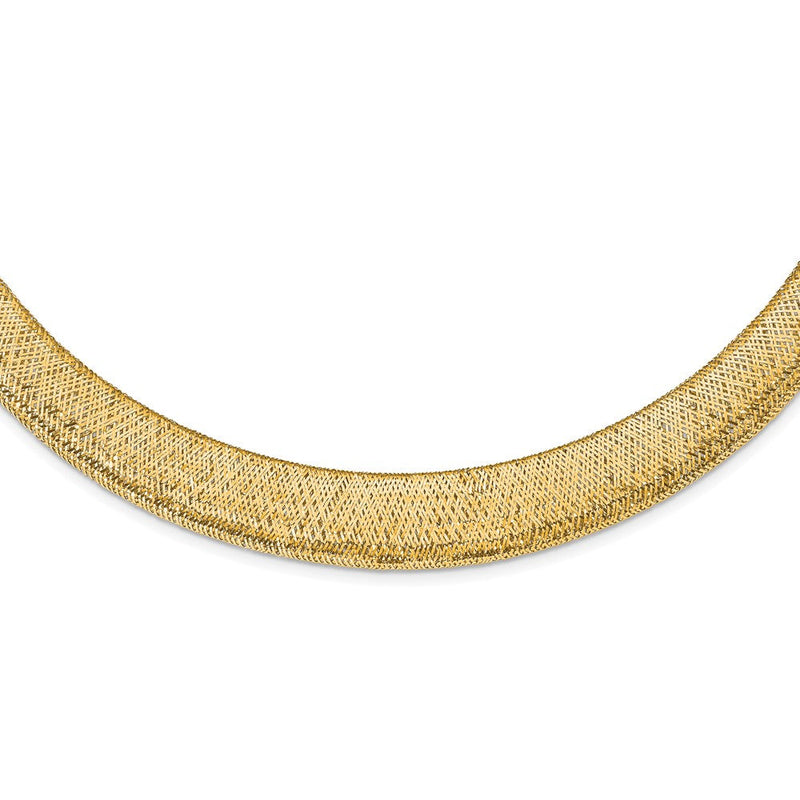 14K Gelbgold Poliert/textured Dehnbar Halskette