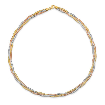 14K Gelb & Rhodium Weiß Rhodium/ Roségold Platin Poliert Netz Halskette