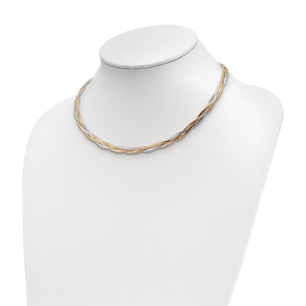 14K Gelb & Rhodium Weiß Rhodium/ Roségold Platin Poliert Netz Halskette
