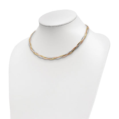 14K Gelb & Rhodium Weiß Rhodium/ Roségold Platin Poliert Netz Halskette