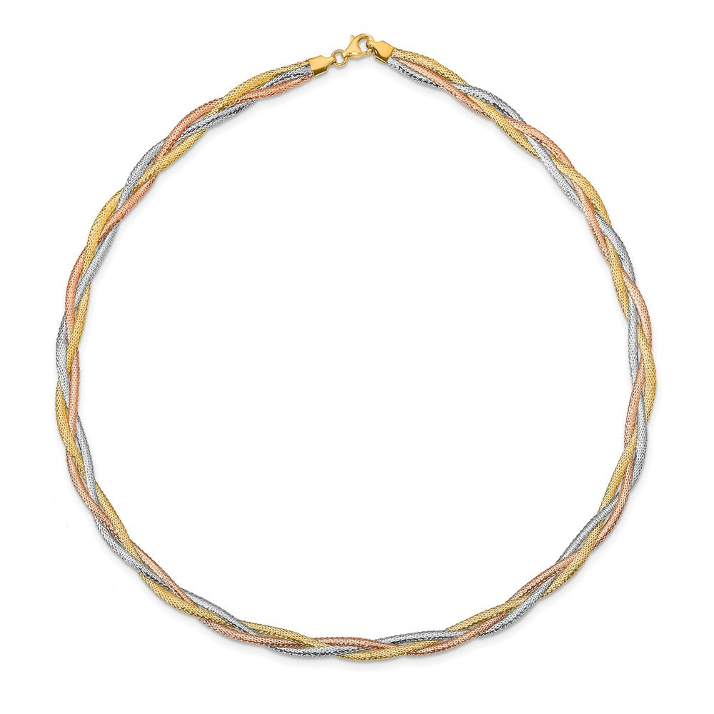 14K Gelb & Rhodium Weiß Rhodium/ Roségold Platin Poliert Netz Halskette