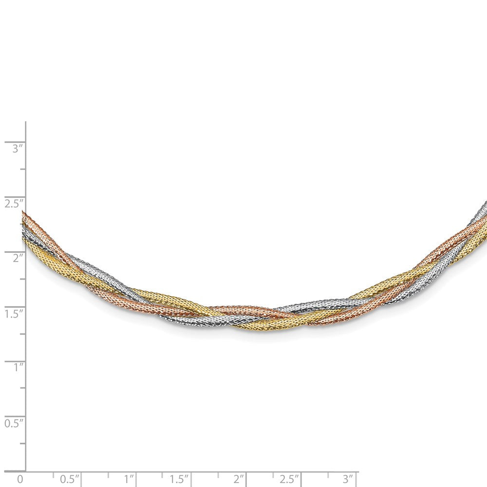 14K Gelb & Rhodium Weiß Rhodium/ Roségold Platin Poliert Netz Halskette