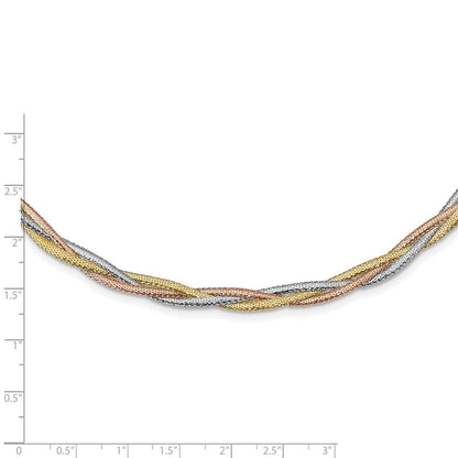 14K Gelb & Rhodium Weiß Rhodium/ Roségold Platin Poliert Netz Halskette