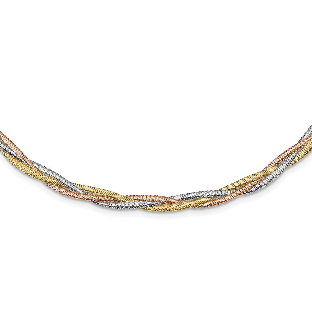 14K Gelb & Rhodium Weiß Rhodium/ Roségold Platin Poliert Netz Halskette