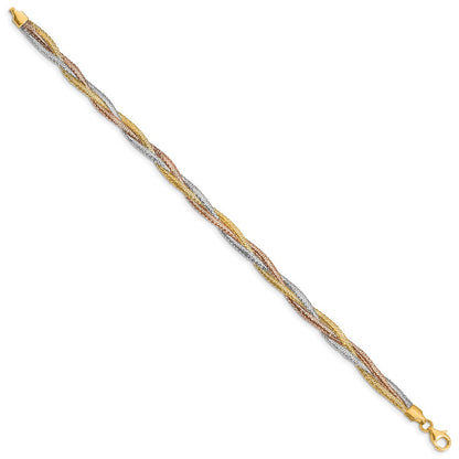 14K Gelb & Rhodium mit Weiß und Roségold Beschichtung Dehnbar Armband