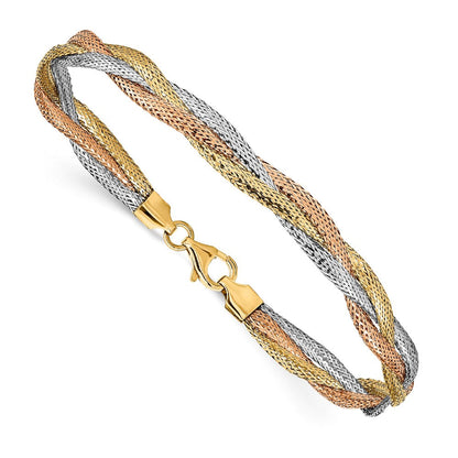 14K Gelb & Rhodium mit Weiß und Roségold Beschichtung Dehnbar Armband