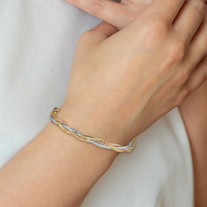 14K Gelb & Rhodium mit Weiß und Roségold Beschichtung Dehnbar Armband