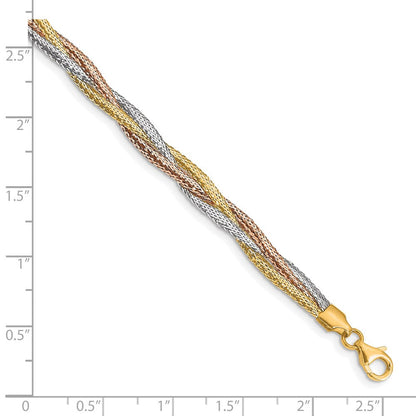 14K Gelb & Rhodium mit Weiß und Roségold Beschichtung Dehnbar Armband