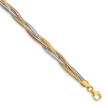 14K Gelb & Rhodium mit Weiß und Roségold Beschichtung Dehnbar Armband