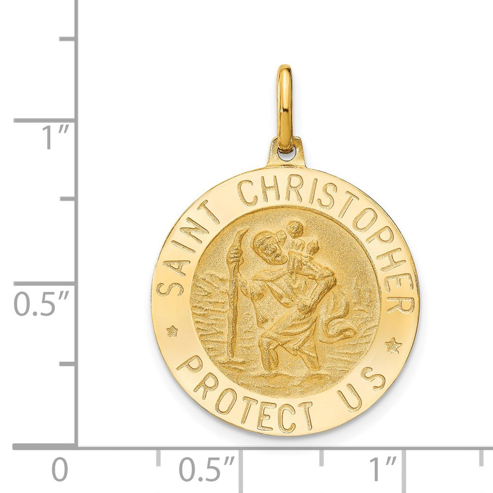 14K Gelbgold Poliert und Satiniert Rund St. Christopher Anhänger