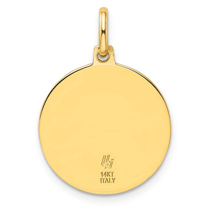 14K Gelbgold Poliert und Satiniert Rund St. Christopher Anhänger