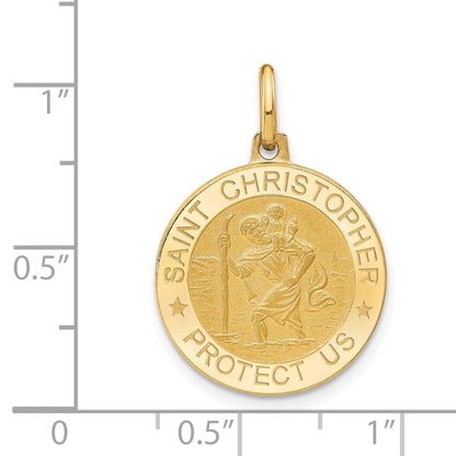 14K Gelbgold Poliert und Satiniert Rund St. Christopher Anhänger