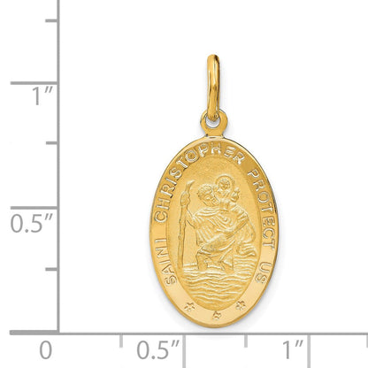 14K Gelbgold Poliert und Satiniert Oval St. Christopher Anhänger