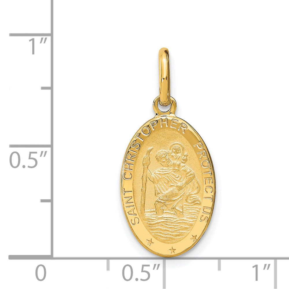14K Gelbgold Poliert und Satiniert Oval St. Christopher Anhänger