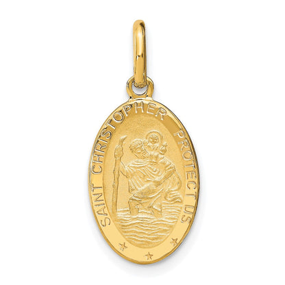 14K Gelbgold Poliert und Satiniert Oval St. Christopher Anhänger