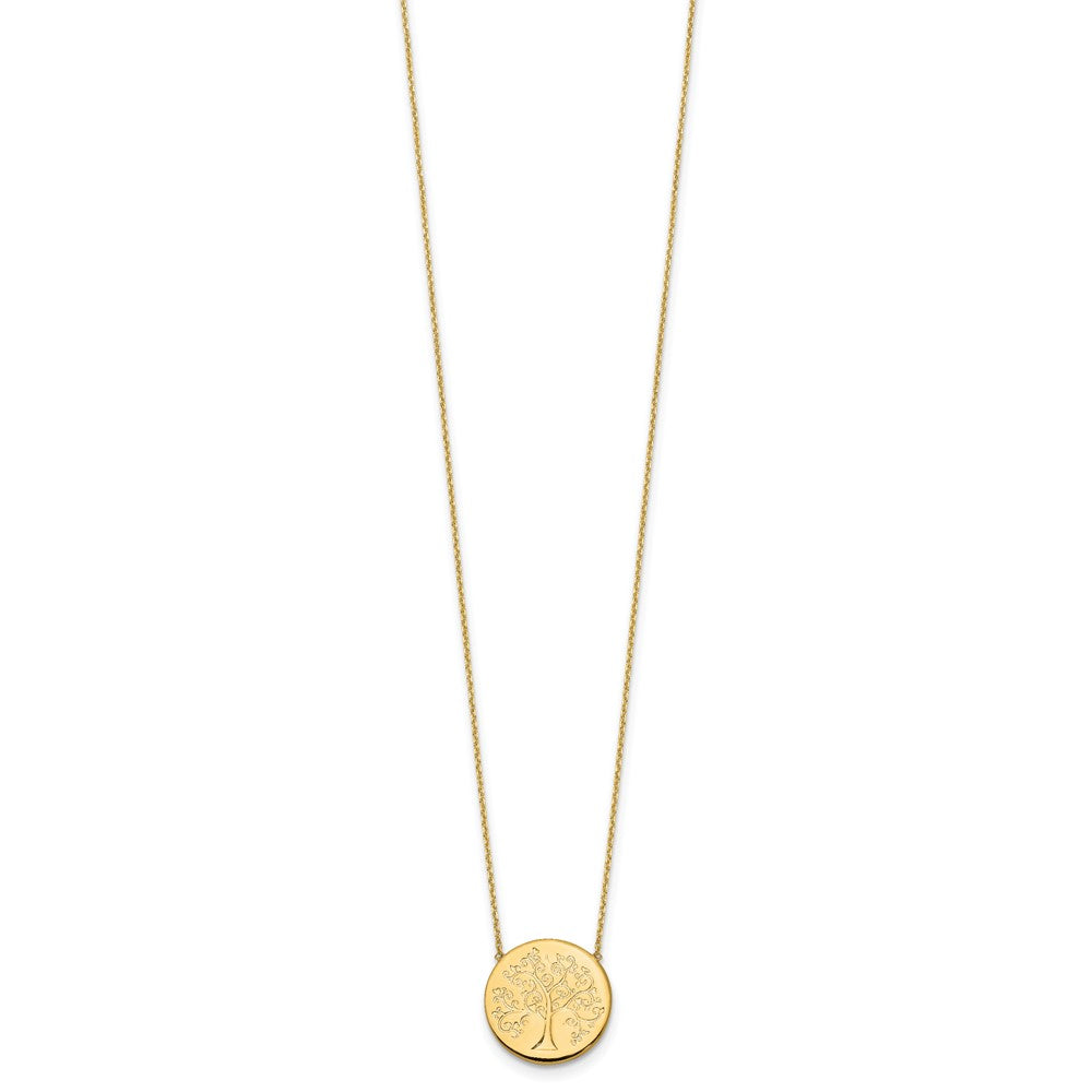 14K Gelbgold Poliert Baum Of Leben Halskette