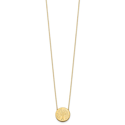 14K Gelbgold Poliert Baum Of Leben Halskette