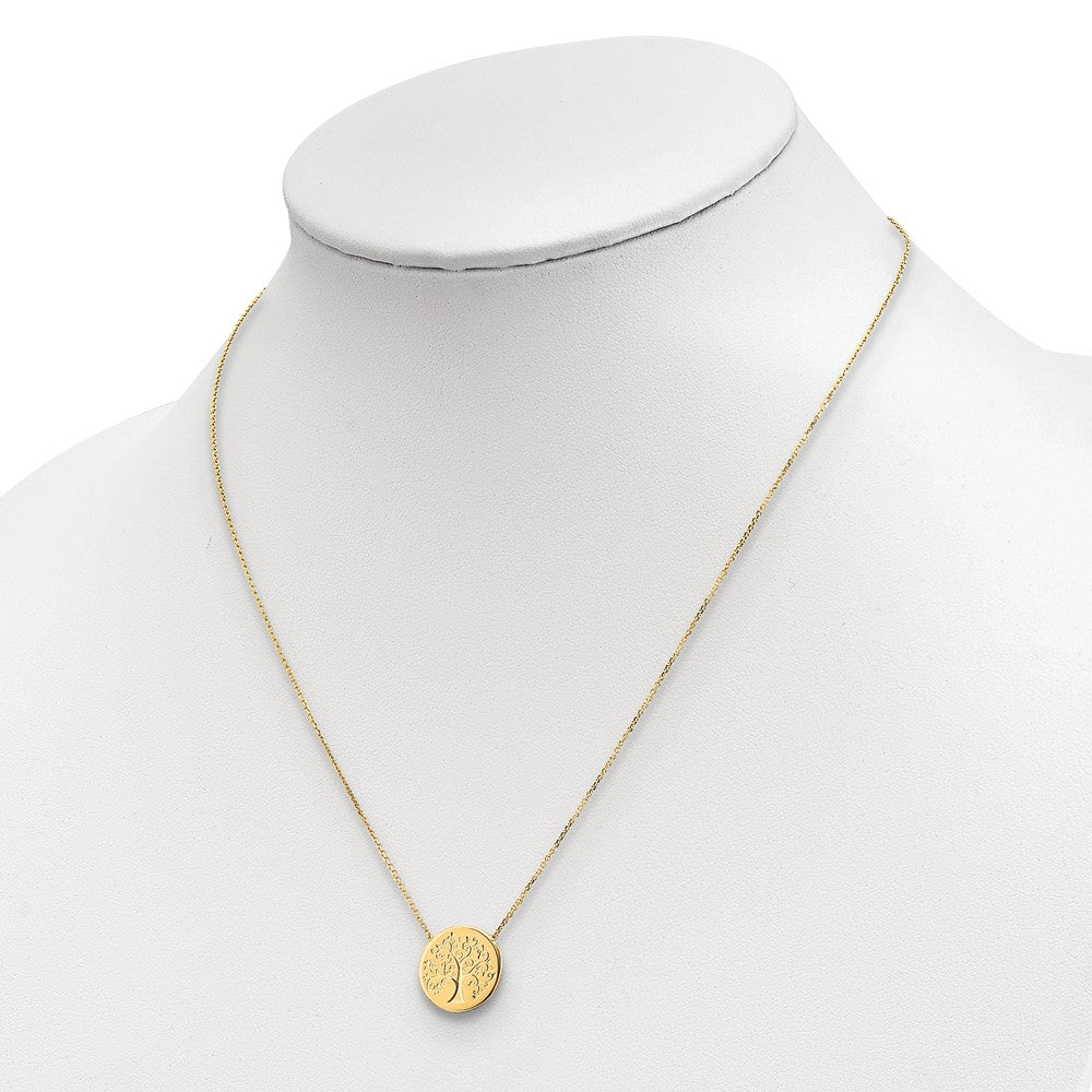 14K Gelbgold Poliert Baum Of Leben Halskette
