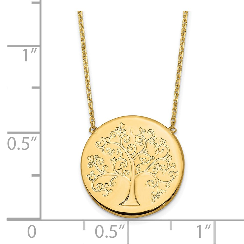 14K Gelbgold Poliert Baum Of Leben Halskette