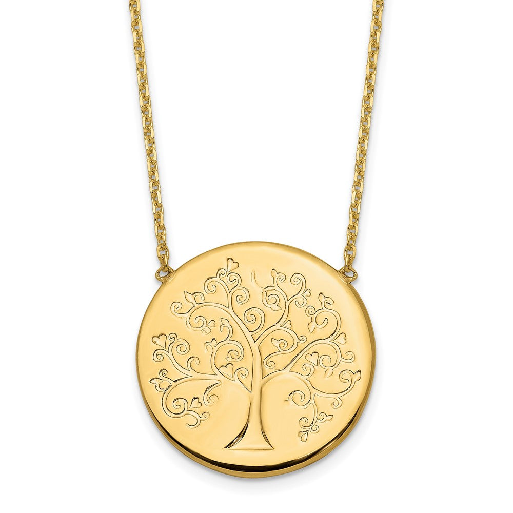 14K Gelbgold Poliert Baum Of Leben Halskette