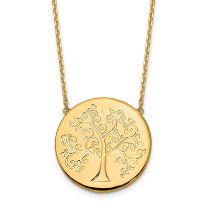 14K Gelbgold Poliert Baum Of Leben Halskette