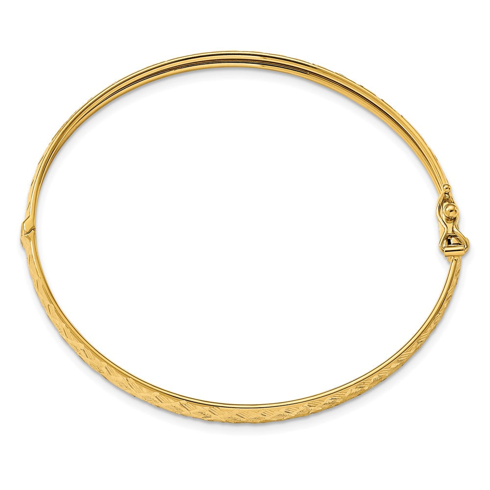 14K Gelbgold Poliert und Diamantiert Klappbar Armreif