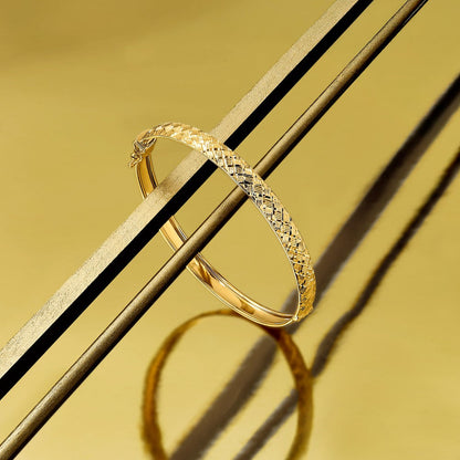 14K Gelbgold Poliert und Diamantiert Klappbar Armreif