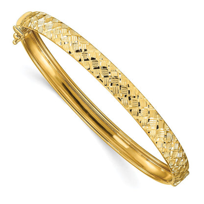 14K Gelbgold Poliert und Diamantiert Klappbar Armreif