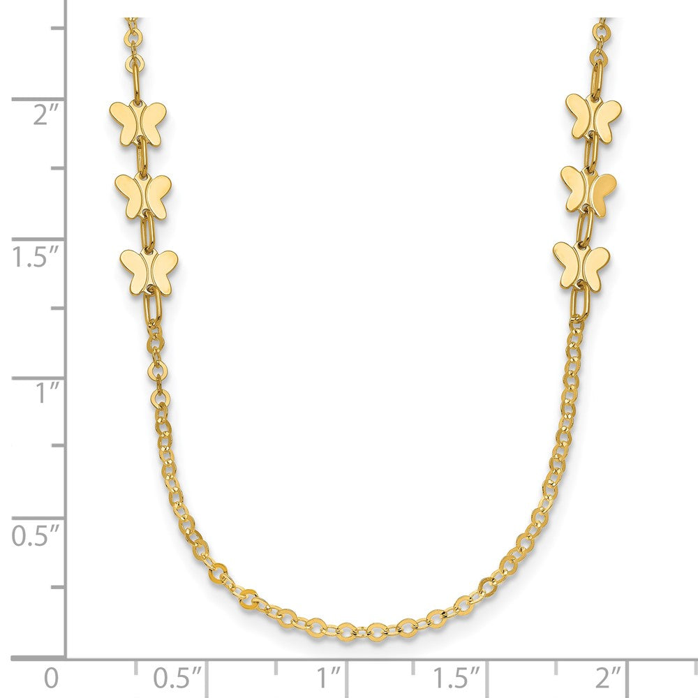 14K Gelbgold Poliert Schmetterling Halskette
