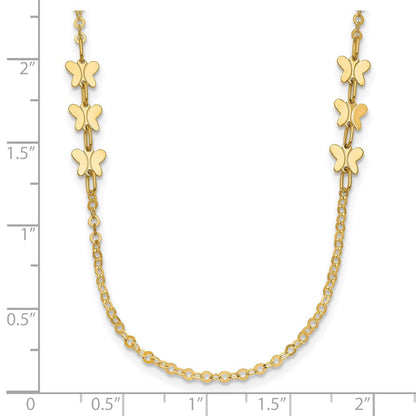 14K Gelbgold Poliert Schmetterling Halskette
