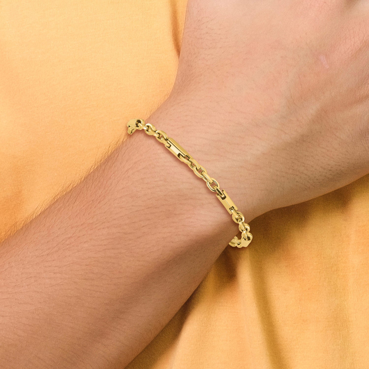 14K Gelbgold Herren Poliert Fantasieglieder Armband