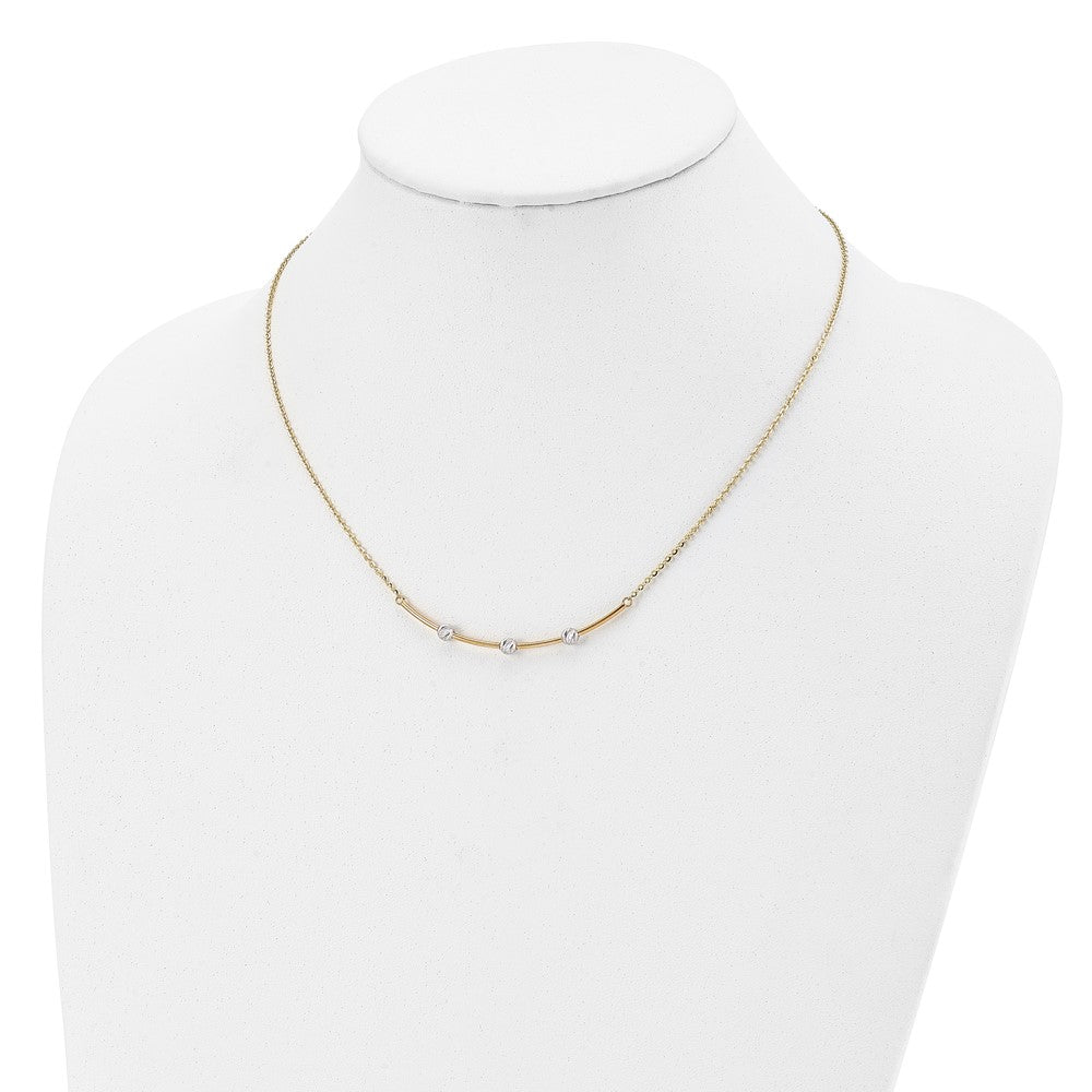 14K Bicolor Diamantiert Stab Halskette