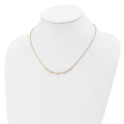 14K Bicolor Diamantiert Stab Halskette