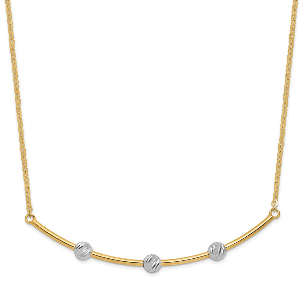 14K Bicolor Diamantiert Stab Halskette