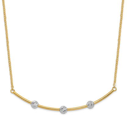 14K Bicolor Diamantiert Stab Halskette