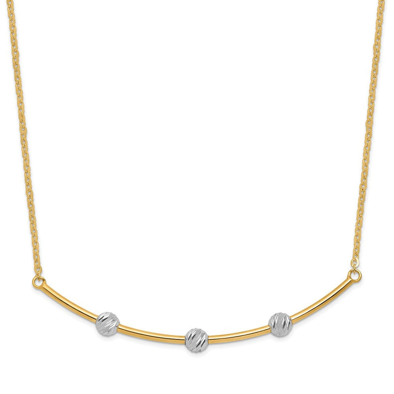 14K Bicolor Diamantiert Stab Halskette