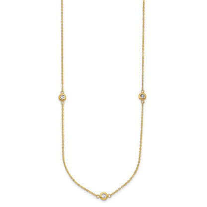 14K Bicolor Poliert Diamantiert Halskette