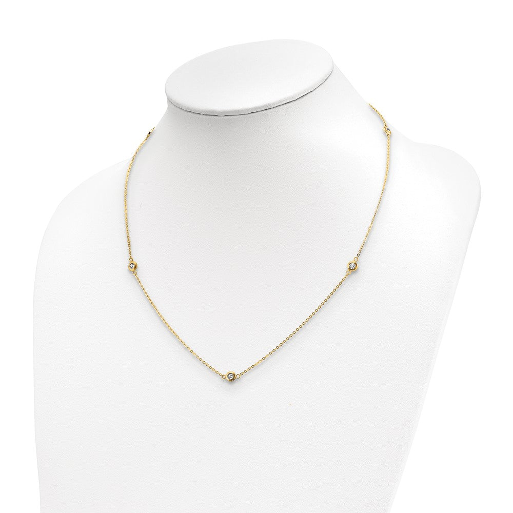 14K Bicolor Poliert Diamantiert Halskette