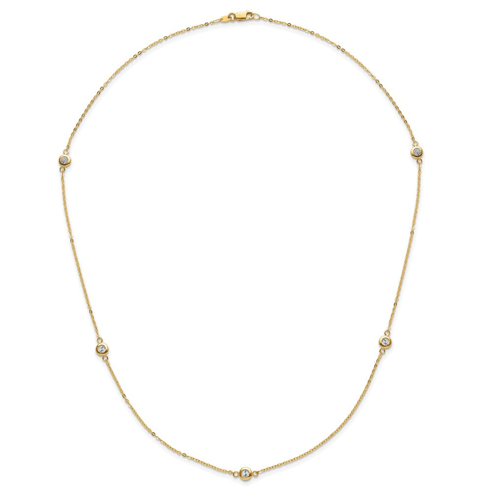 14K Bicolor Poliert Diamantiert Halskette