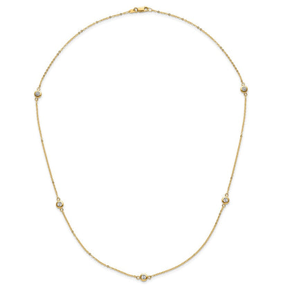 14K Bicolor Poliert Diamantiert Halskette