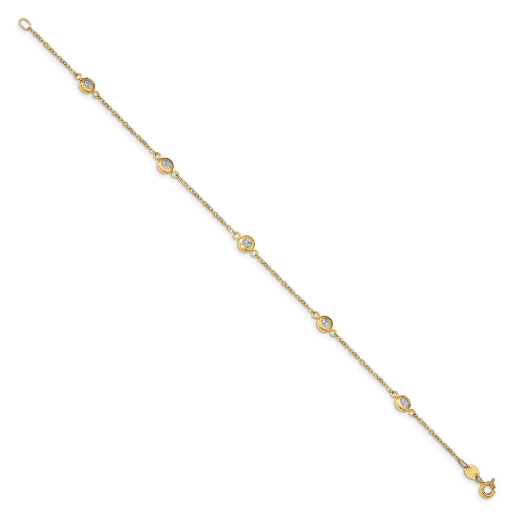 14K Bicolor Poliert Diamantiert Armband