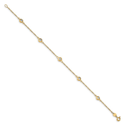14K Bicolor Poliert Diamantiert Armband