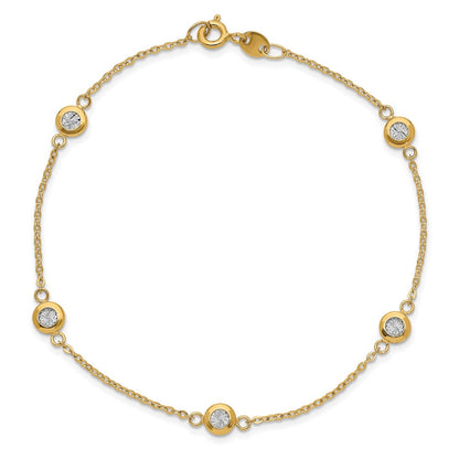 14K Bicolor Poliert Diamantiert Armband